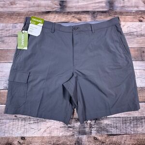 Savane Mens Cargo Shorts Smoked Pearl Grey Size 40 NWT Stretch Wicking Utility